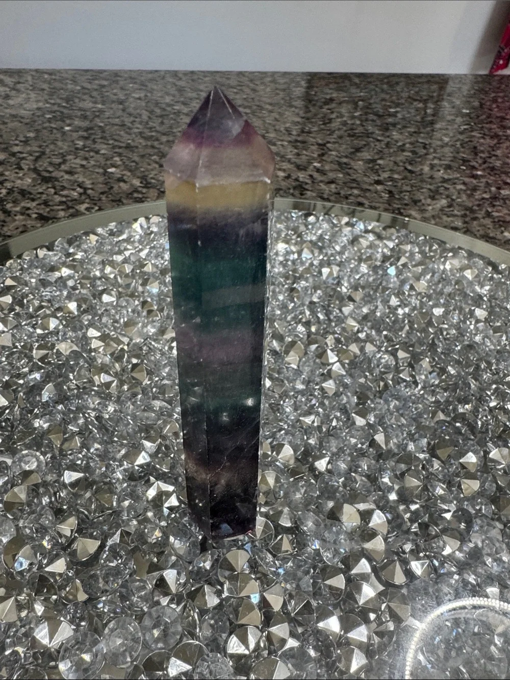 Multicolor Fluorite Tower Accent - Green, Purple & Cream